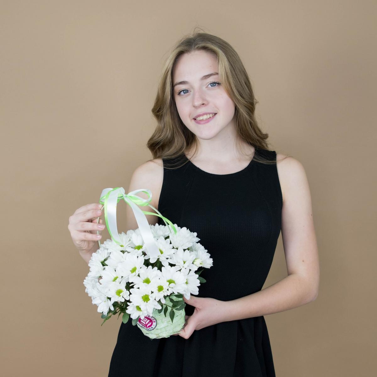Хризантема белая в корзине №  5940om