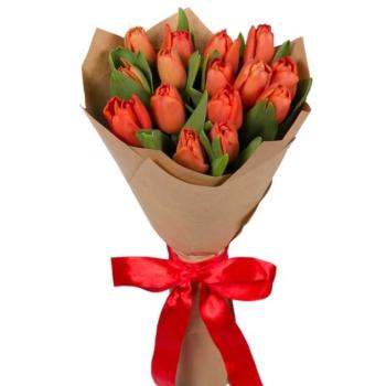 Букет красных тюльпанов 15 шт артикул букета: 95480